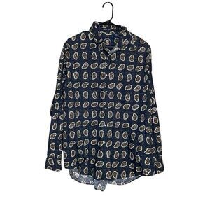 Salty Dog Paisley Plaid Long Sleeve Button Up Shirt Large 100% Cotton Preppy